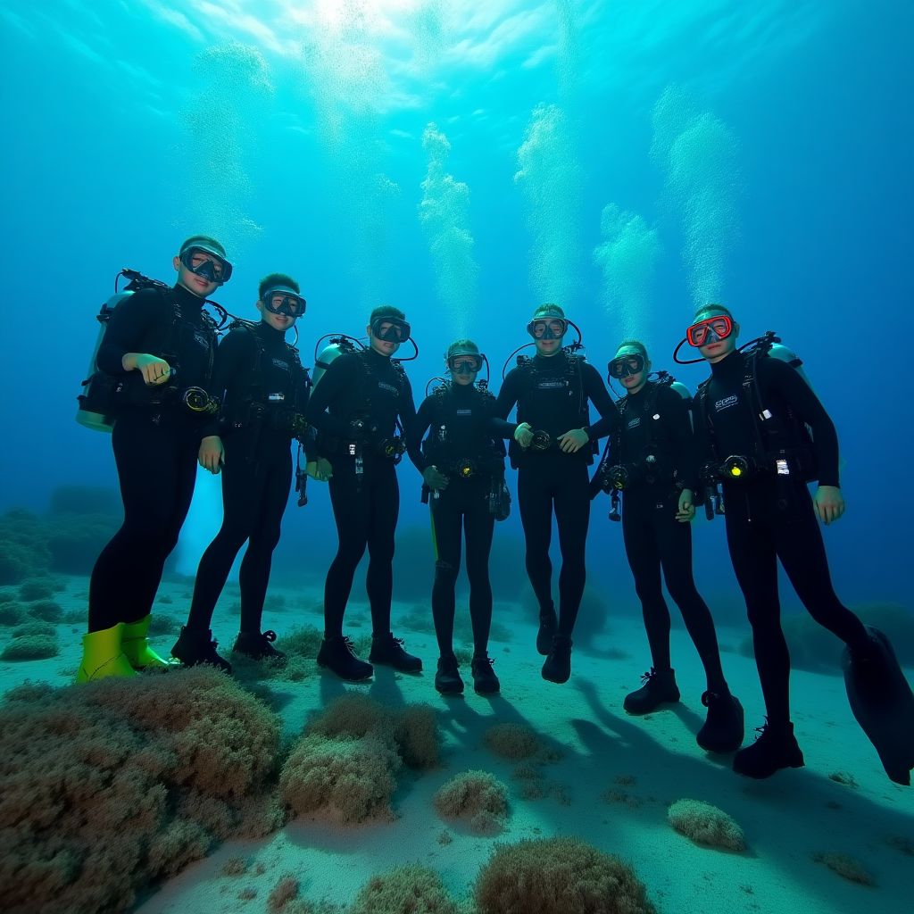 Australian divers participating in reef cleanup