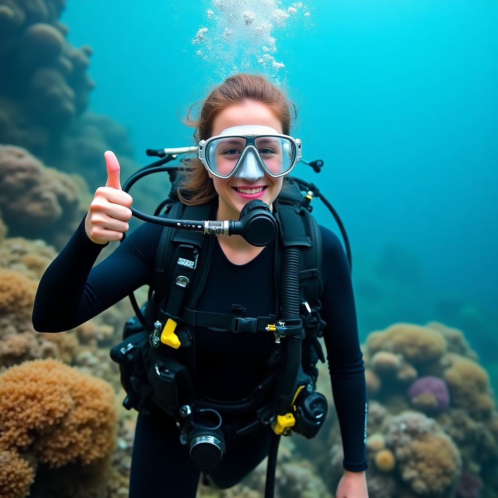 Sarah from Canada diving at Great Barrier Reef
