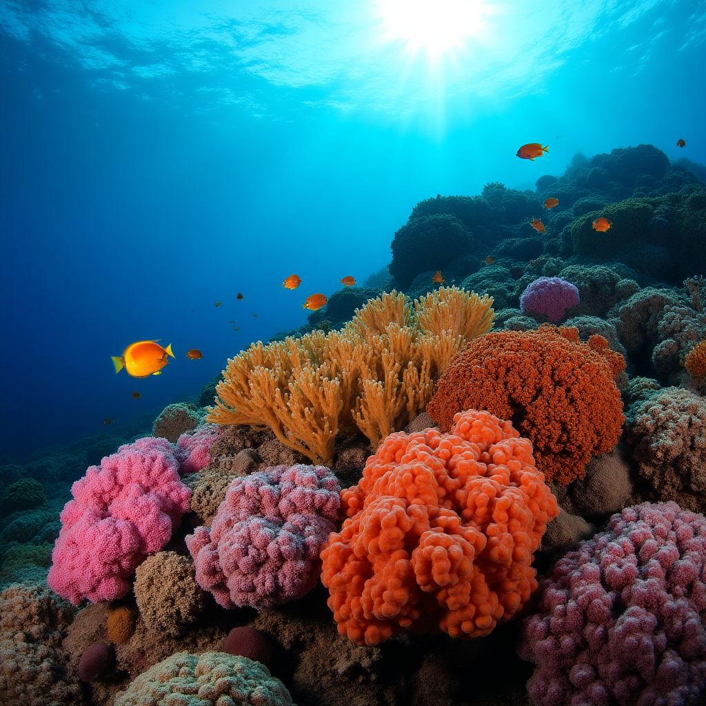 Colorful coral formations at Great Barrier Reef